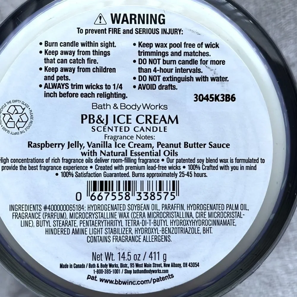 Bath & Body Works PB&J Ice Cream Candle